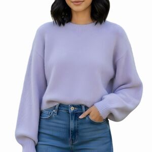 Double‎ Zero Women's Lavender Knit Wool Blend Pullover Sweater Balloon Sleeve
